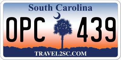 SC license plate OPC439