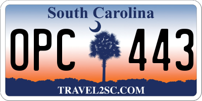 SC license plate OPC443