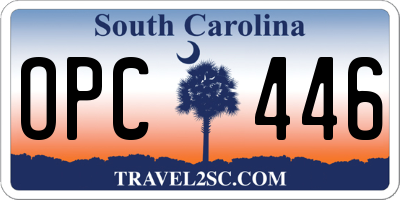 SC license plate OPC446