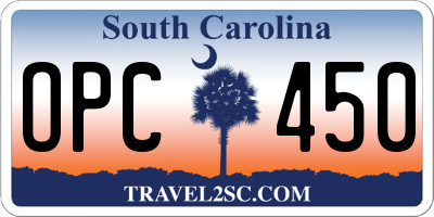 SC license plate OPC450