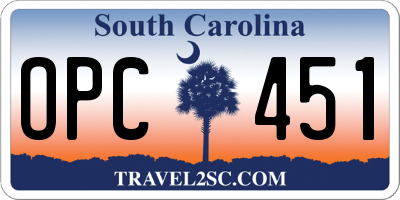 SC license plate OPC451
