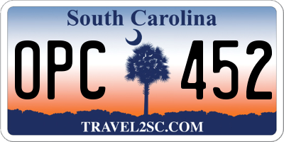 SC license plate OPC452