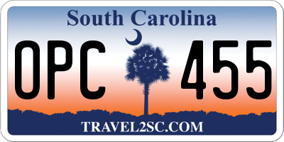 SC license plate OPC455