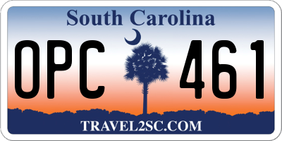 SC license plate OPC461
