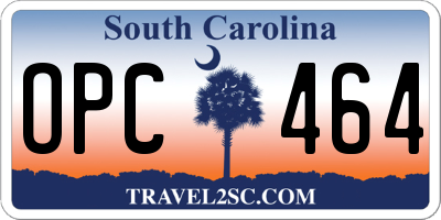 SC license plate OPC464