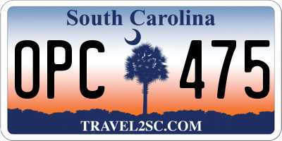 SC license plate OPC475