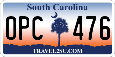SC license plate OPC476
