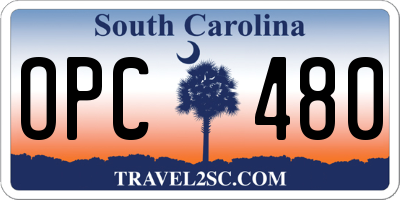 SC license plate OPC480