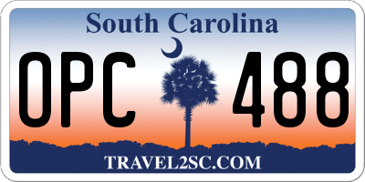 SC license plate OPC488