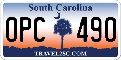 SC license plate OPC490