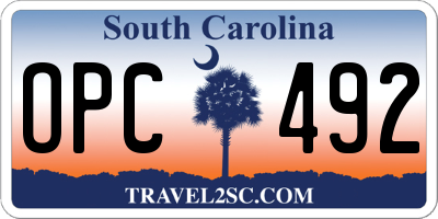 SC license plate OPC492