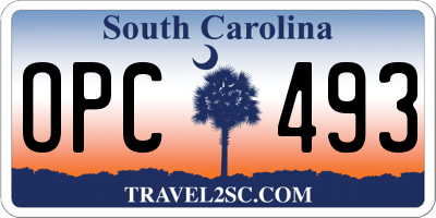 SC license plate OPC493