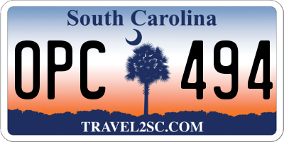 SC license plate OPC494
