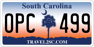SC license plate OPC499