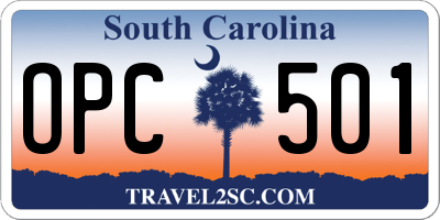 SC license plate OPC501