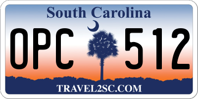 SC license plate OPC512