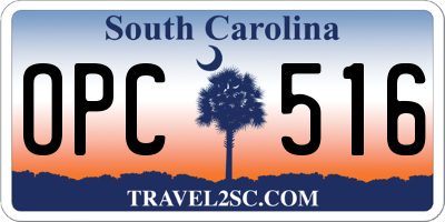 SC license plate OPC516
