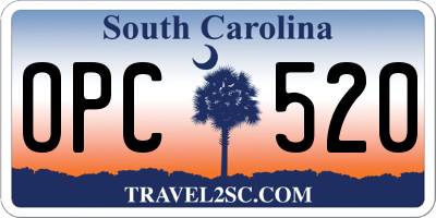 SC license plate OPC520