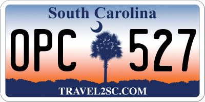 SC license plate OPC527