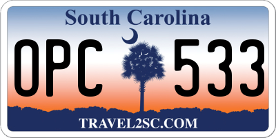 SC license plate OPC533