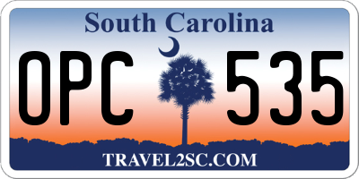 SC license plate OPC535