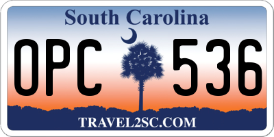 SC license plate OPC536
