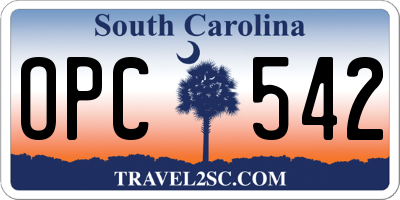 SC license plate OPC542