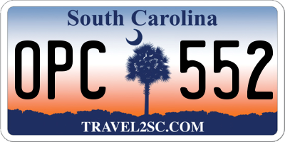SC license plate OPC552