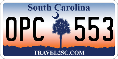 SC license plate OPC553