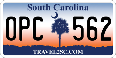 SC license plate OPC562
