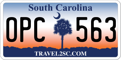 SC license plate OPC563