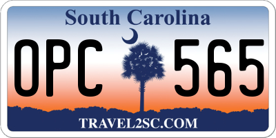 SC license plate OPC565
