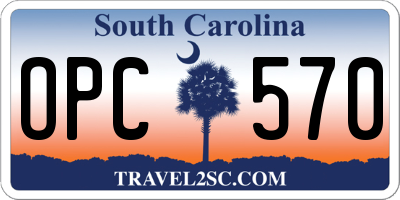 SC license plate OPC570
