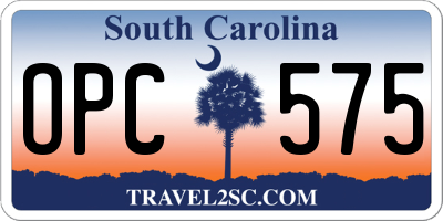 SC license plate OPC575