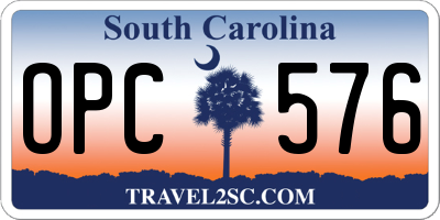 SC license plate OPC576