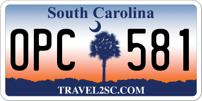 SC license plate OPC581