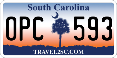 SC license plate OPC593