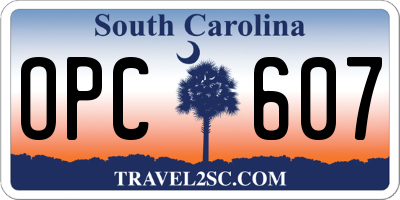 SC license plate OPC607