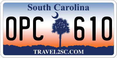 SC license plate OPC610