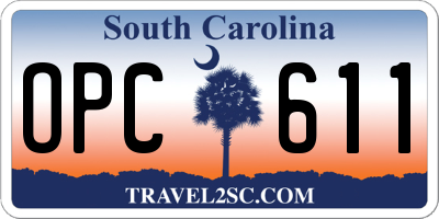 SC license plate OPC611