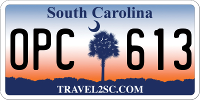 SC license plate OPC613