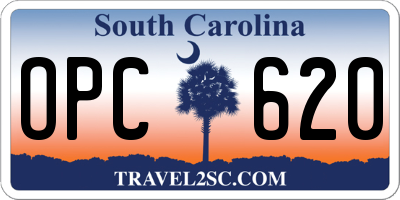 SC license plate OPC620