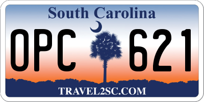 SC license plate OPC621