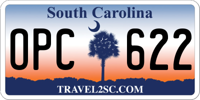 SC license plate OPC622