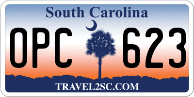 SC license plate OPC623
