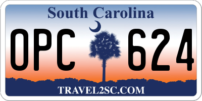 SC license plate OPC624