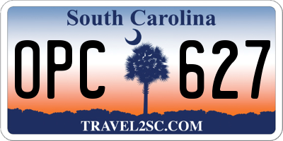 SC license plate OPC627