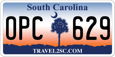 SC license plate OPC629