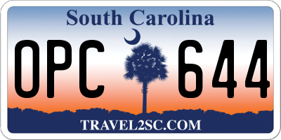 SC license plate OPC644