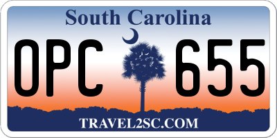 SC license plate OPC655